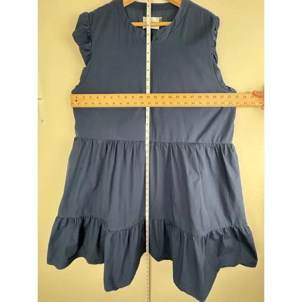 Hyacinth House Ellie Puff Sleeve Zip Front Mini Dress Navy XXL Tuckernuck - Picture 15 of 15